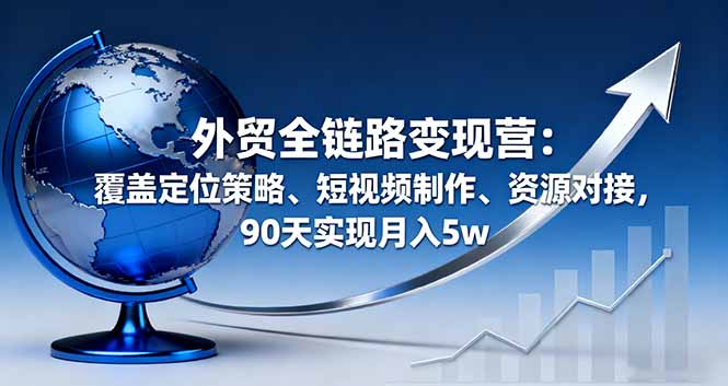 外贸全链路变现营：覆盖定位策略、短视频制作、资源对接，90天实现月入5w-副业心选