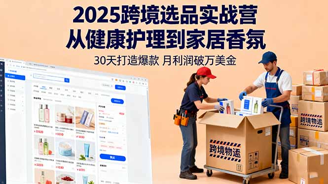 2025跨境选品实战营：从健康护理到家居香氛，30天打造爆款,月利润破万美金-副业心选