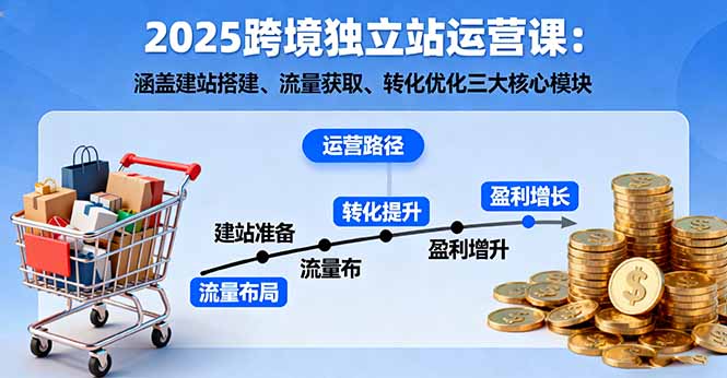 2025跨境独立站运营课：涵盖建站搭建、流量获取、转化优化三大核心模块-副业心选