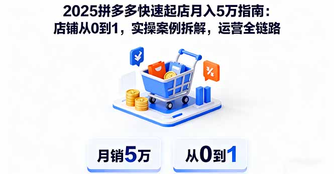 2025拼多多快速起店月入5万指南：店铺从0到1，实操案例拆解，运营全链路-副业心选