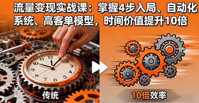 流量变现实战课：掌握4步入局、自动化系统、高客单模型，时间价值提升10倍 - 副业心选-副业心选