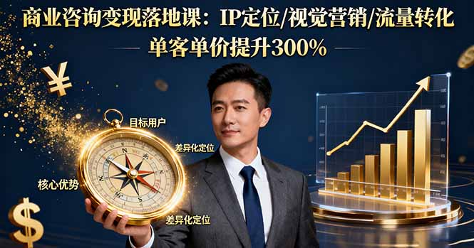 商业咨询变现落地课：IP定位/视觉营销/流量转化，单客单价提升300%-副业心选