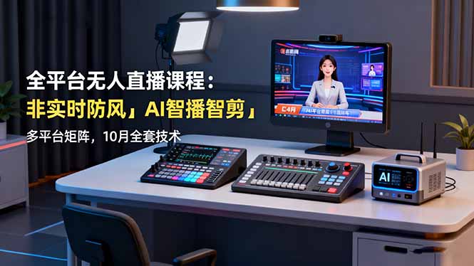 全平台无人直播课程：非实时防风＋AI智播智剪＋多平台矩阵，10月全套技术 - 副业心选-副业心选