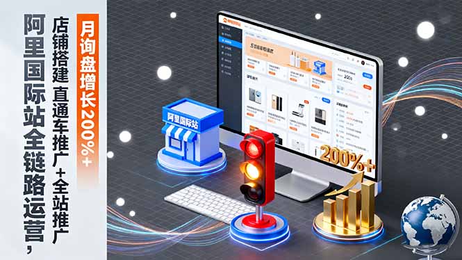 阿里国际站全链路运营，店铺搭建+直通车推广+全站推广，月询盘增长200%+-副业心选