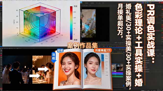 PR调色实战课：色彩理论+工具实操+婚礼医美/30+实操案例，月接单超2万-副业心选