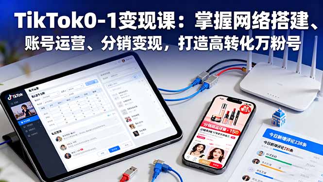 TikTok0-1变现课：掌握网络搭建、账号运营、分销变现，打造高转化万粉号-副业心选