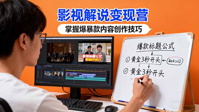 影视解说变现营：通过30+实战案例爆款内容创作技巧，掌握影视解说盈利密码-副业心选