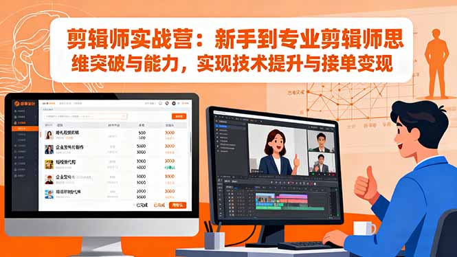 剪辑师实战营：新手到专业剪辑师思维突破与能力，实现技术提升与接单变现-副业心选