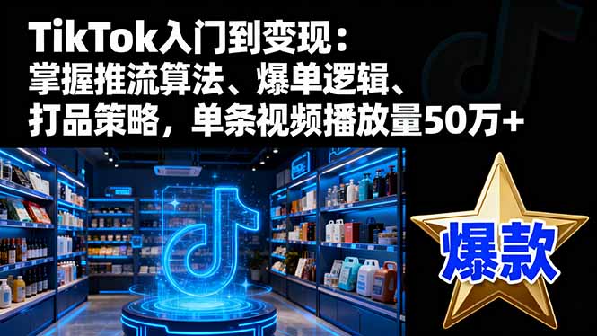 TikTok入门到变现：掌握推流算法、爆单逻辑、打品策略，单条视频播放量50w - 副业心选-副业心选