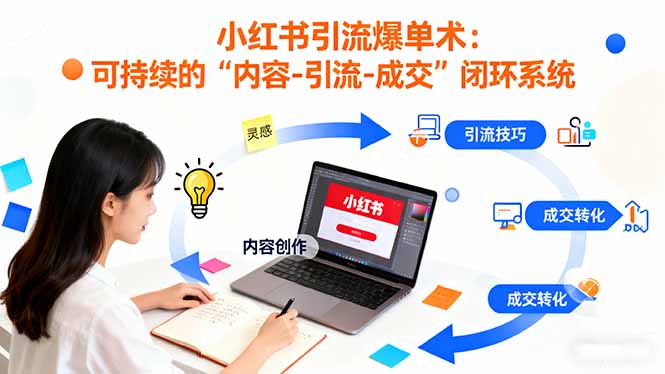 小红书引流爆单术：构建一套低成本 可持续的“内容-引流-成交”闭环系统-副业心选