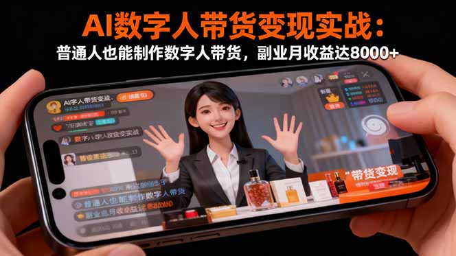 AI数字人带货变现实战：普通人也能制作数字人带货，副业月收益达8000+-副业心选