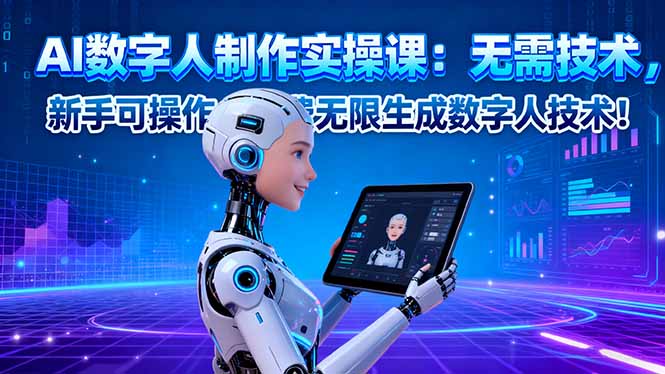 AI数字人制作实操课：无需技术，新手可操作，免费无限生成数字人技术！ - 副业心选-副业心选