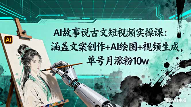 AI故事说古文短视频实操课：涵盖文案创作+AI绘图+视频生成，单号月涨粉10w - 副业心选-副业心选