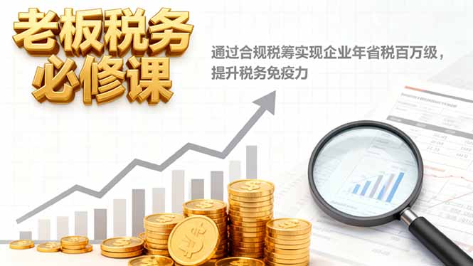 老板税务必修课，通过合规税筹实现企业年省税百万级，提升税务免疫力-副业心选