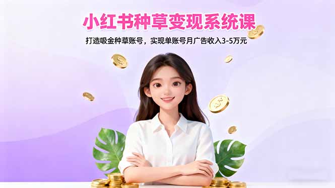 小红书种草变现系统课：打造吸金种草账号，实现单账号月广告收入3-5万元 - 副业心选-副业心选