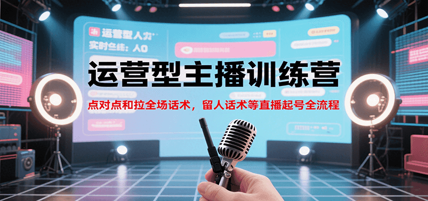 运营型主播训练营，点对点和拉全场话术，留人话术等直播起号全流程(更新8月)-副业心选
