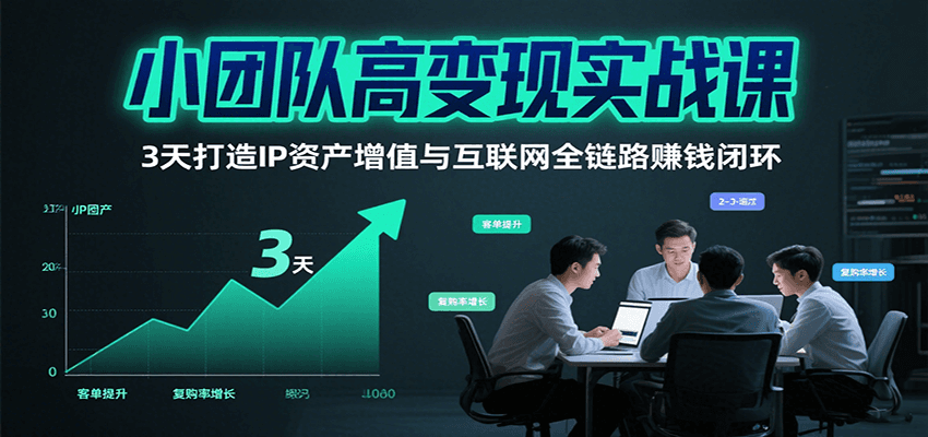 小团队高变现实战课，3天打造IP资产增值与互联网全链路赚钱闭环(第二期)-副业心选