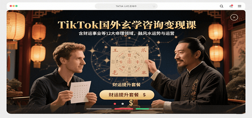 TikTok国外玄学咨询变现课，含财运事业等12大命理领域，融风水运势与运营-副业心选