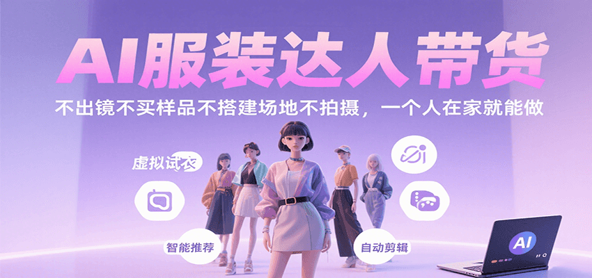 AI服装达人带货，不出镜不买样品不搭建场地不拍摄，一个人在家就能做 - 副业心选-副业心选