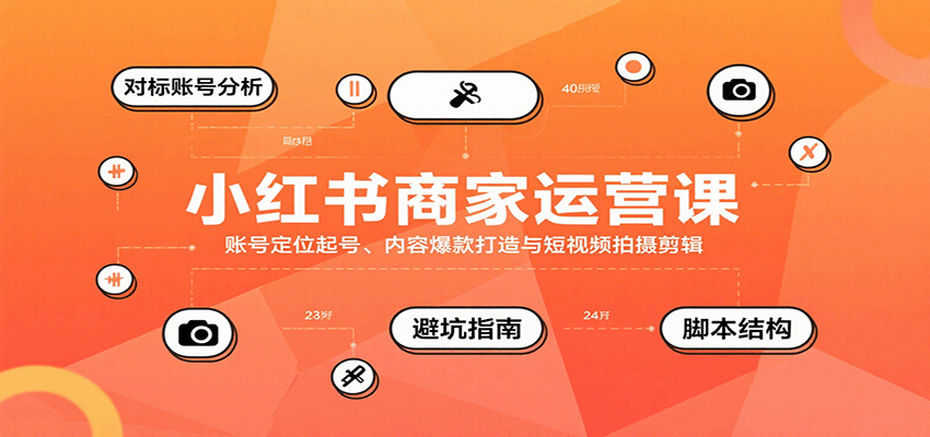 小红书商家运营课，账号定位起号、内容爆款打造与短视频拍摄剪辑-副业心选