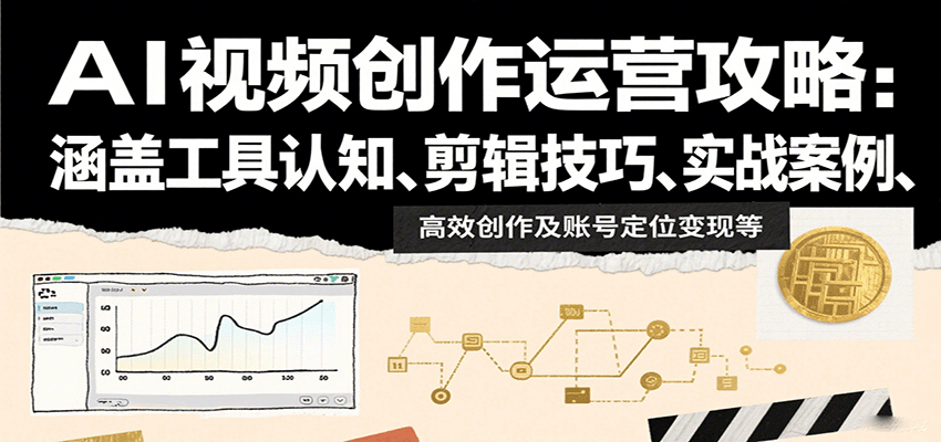AI视频创作运营攻略：涵盖工具认知、剪辑技巧、实战案例、高效创作及账号定位变现等-副业心选