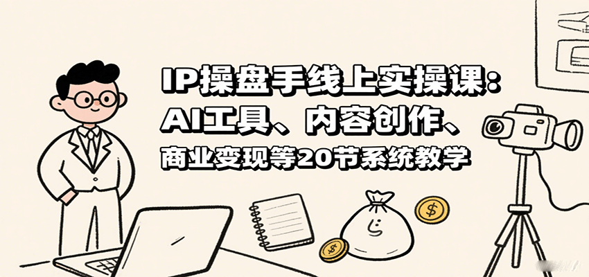 IP操盘手线上实操课：AI工具、内容创作、商业变现等20节系统教学-副业心选