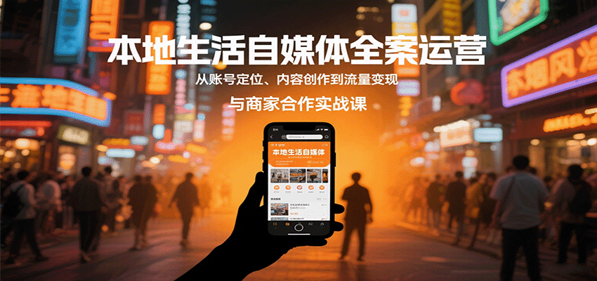 本地生活自媒体全案运营，从账号定位、内容创作到流量变现与商家合作实战课-副业心选