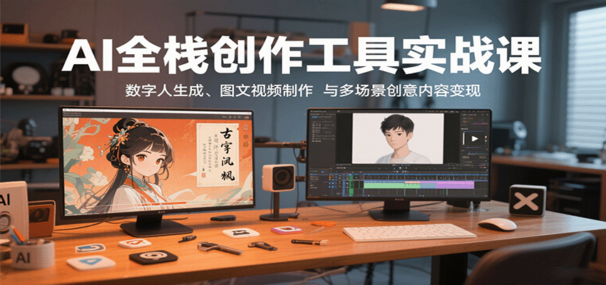 AI全栈创作工具实战课：数字人生成、图文视频制作与多场景创意内容变现 - 副业心选-副业心选