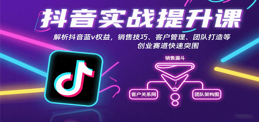 抖音实战提升课：解析抖音蓝v权益，销售技巧、客户管理、团队打造等创业赛道快速突围 - 副业心选-副业心选