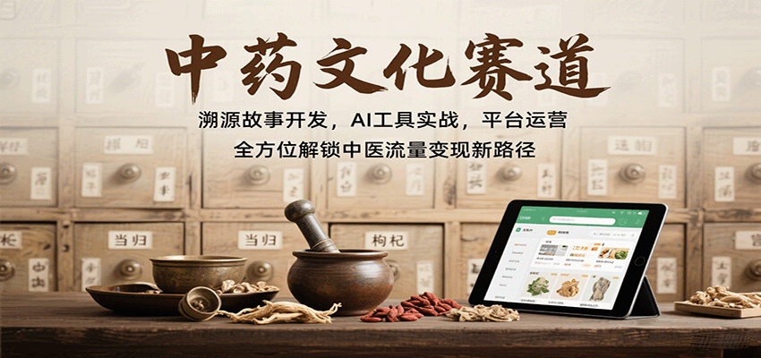 中药文化赛道：溯源故事开发，AI工具实战，平台运营，全方位解锁中医流量变现新路径 - 副业心选-副业心选