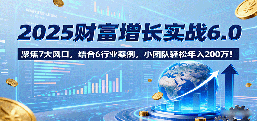 2025财富增长实战6.0，聚焦7大风口，结合6行业案例，小团队轻松年入200万！-副业心选