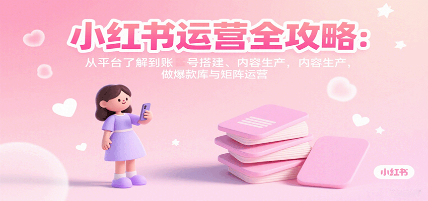 小红书运营全攻略：从平台了解到账号搭建、内容生产，做爆款库与矩阵运营-副业心选