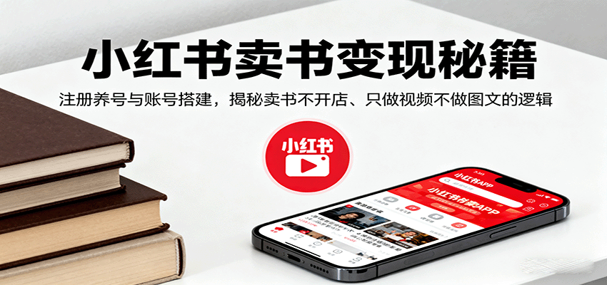 小红书卖书变现秘籍，注册养号与账号搭建，揭秘卖书不开店、只做视频不做图文的逻辑-副业心选
