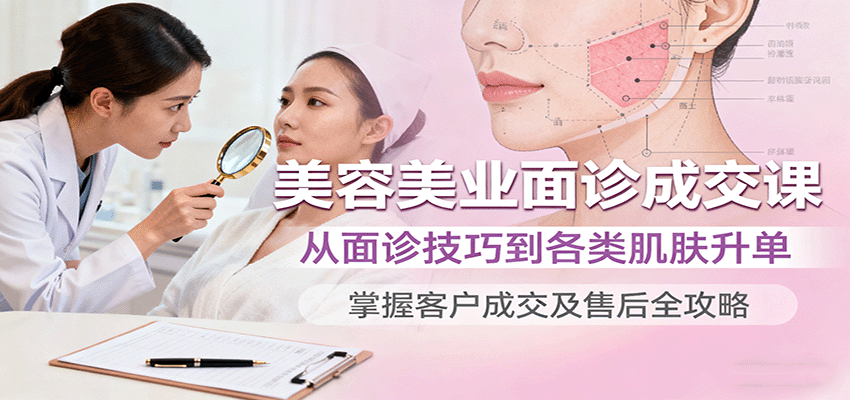 美容美业面诊成交课，从面诊技巧到各类肌肤升单，掌握客户成交及售后全攻略-副业心选