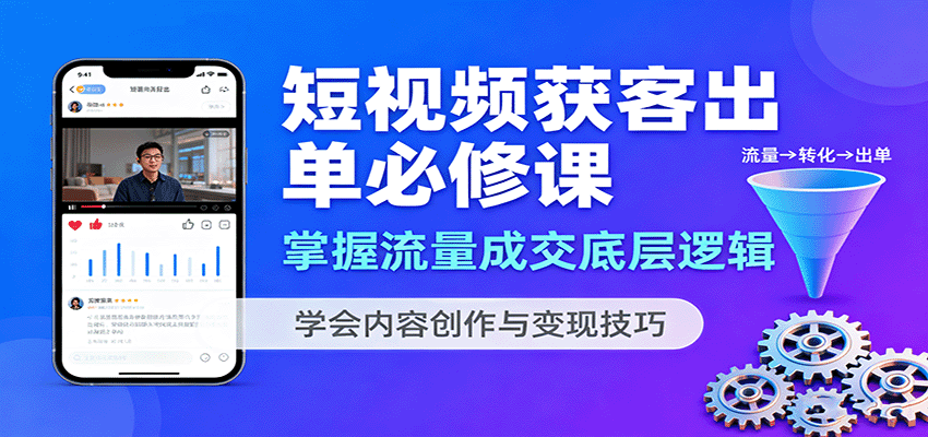 短视频获客出单必修课：掌握流量成交底层逻辑，学会内容创作与变现技巧-副业心选