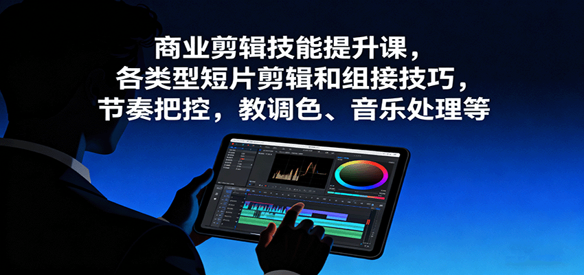 商业剪辑技能提升课，各类型短片剪辑和组接技巧，节奏把控，教调色、音乐处理等-副业心选