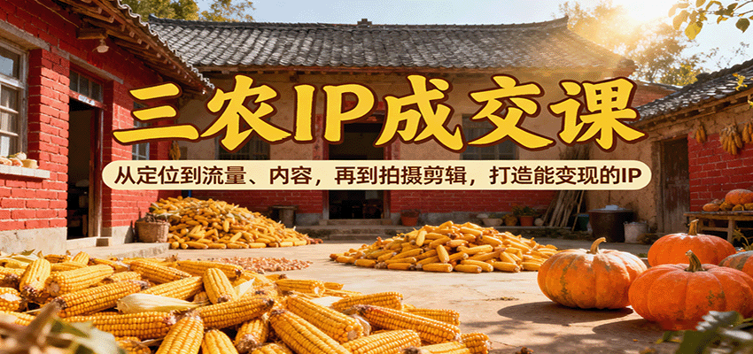 三农IP成交课：从定位到流量、内容，再到拍摄剪辑，打造能变现的IP-副业心选