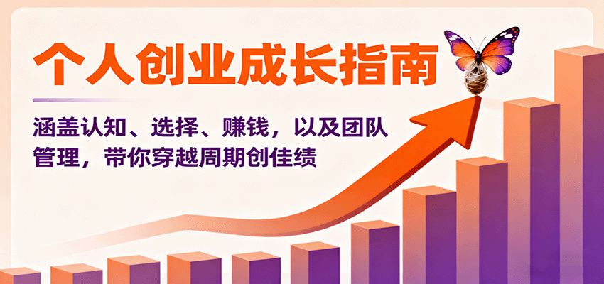 个人创业成长指南：涵盖认知、选择、赚钱，以及团队管理，带你穿越周期创佳绩-副业心选