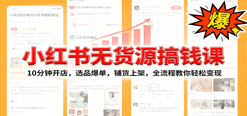小红书无货源爆单课：10分钟开店，选品爆单，铺货上架，全流程教你轻松变现-副业心选