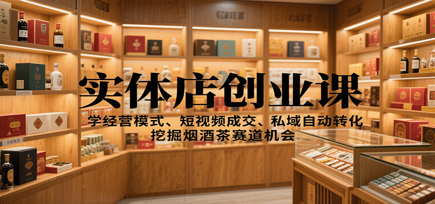 实体店创业课：学经营模式、短视频成交、私域自动转化，挖掘烟酒茶赛道机会 - 副业心选-副业心选