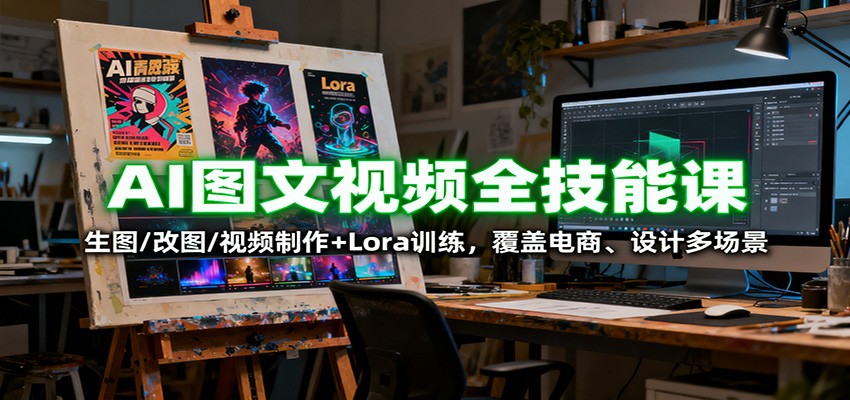 AI图文视频全技能课：生图/改图/视频制作+Lora训练，覆盖电商 、设计多场景 - 副业心选-副业心选