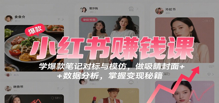 小红书赚钱课：学爆款笔记对标与模仿，做吸睛封面 + 数据分析，掌握变现秘籍-副业心选