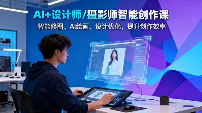 AI+设计师/摄影师智能创作课：智能修图、AI绘画、设计优化，提升创作效率-副业心选