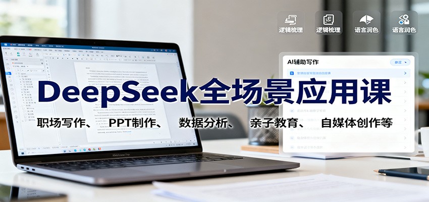 DeepSeek全场景应用课：职场写作、 PPT制作、数据分析、亲子教育、自媒体创作等 - 副业心选-副业心选
