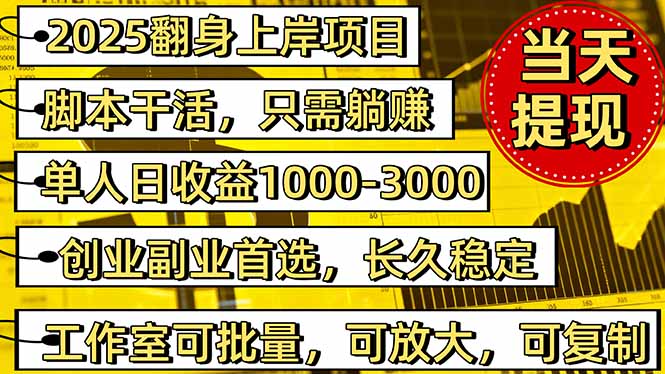 2025翻身上岸项目脚本干活，内部客户经理内部开号，单人日收益1000-300…-副业心选