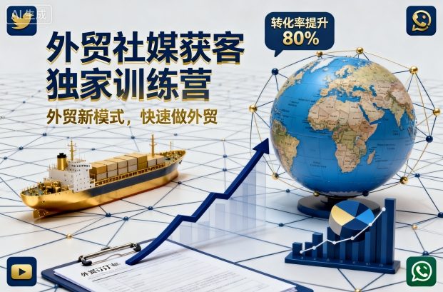 外贸社媒获客独家训练营，外贸新模式，快速做外贸(更新)-副业心选