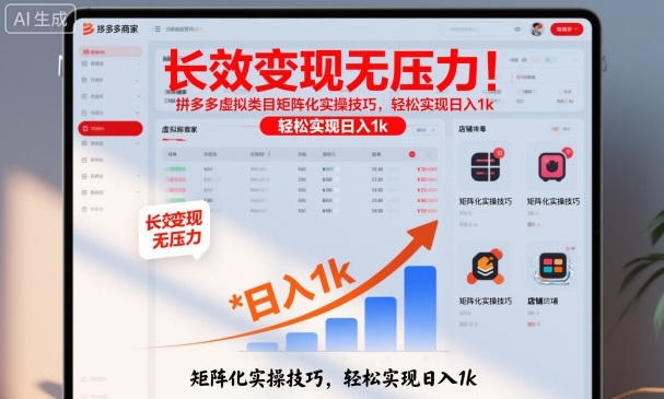 长效变现无压力！拼多多虚拟类目矩阵化实操技巧，轻松实现日入1k【揭秘】-副业心选