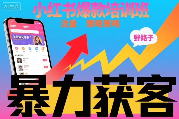 小红书爆款培训班，小红书获客野路子流量打法，暴力持续获客 - 副业心选-副业心选