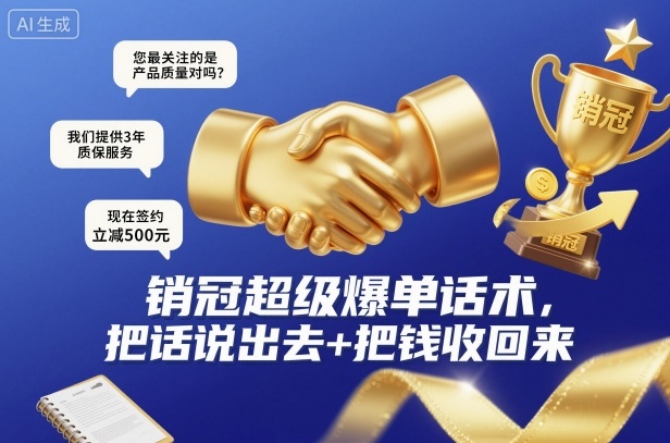 销冠超级爆单话术，把话说出去+把钱收回来-副业心选
