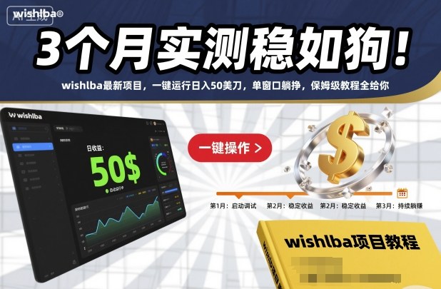 3个月实测稳如狗！wishlba最新项目，一键运行日入50美刀，单窗口躺挣，保姆级教程全给你【揭秘】-副业心选